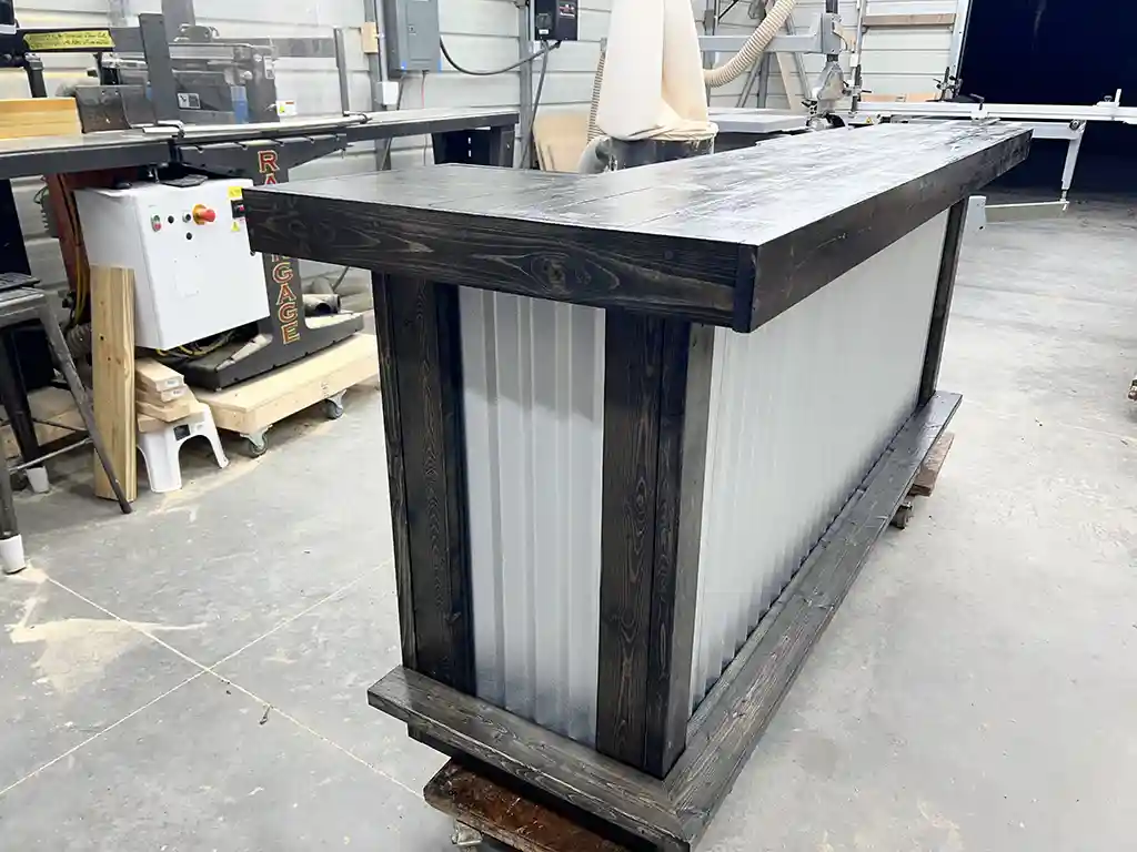 Mini Metal L Shape Covered Patio Home Bar Ebony 3