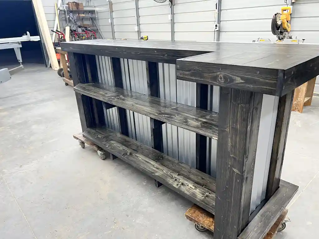 Mini Metal L Shape Covered Patio Home Bar Ebony 4
