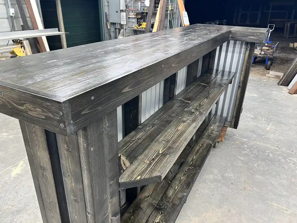 Mini Metal L Shape Covered Patio Home Bar Ebony 5