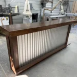 Mini Metal L Shape Covered Patio Home Bar Walnut 1