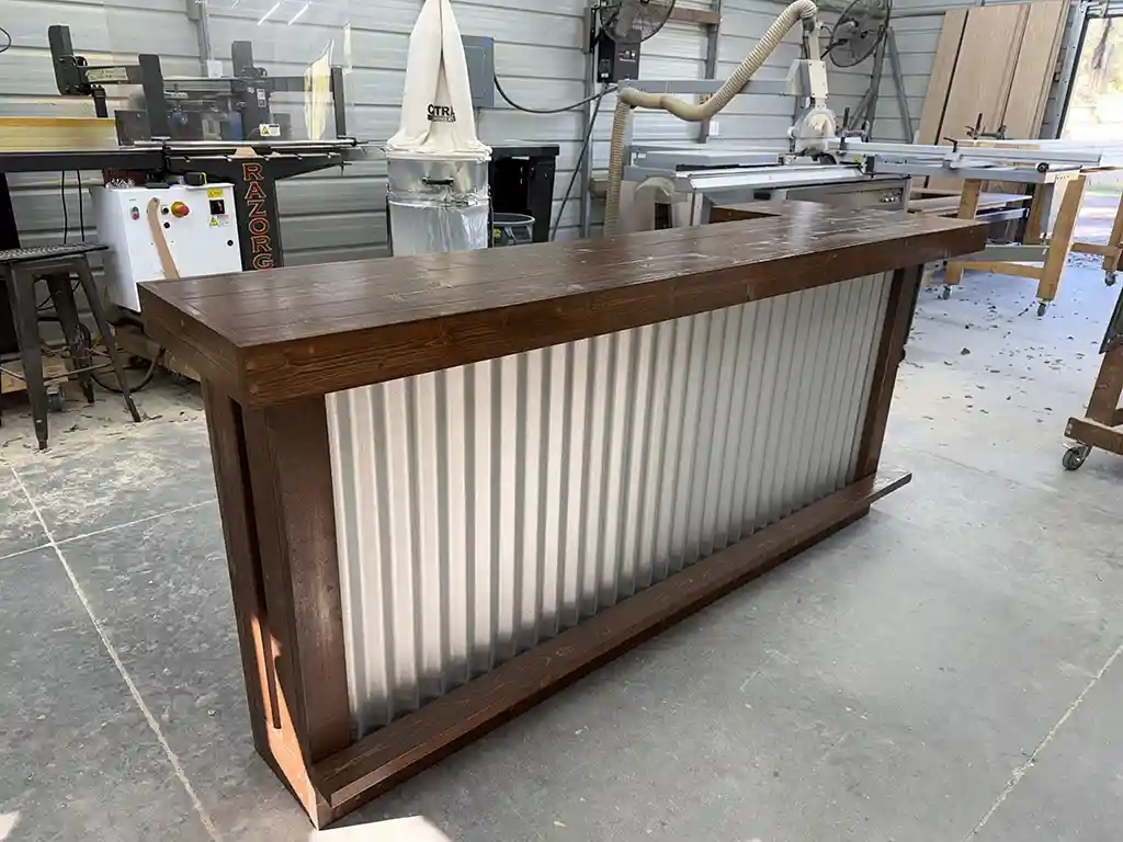Mini Metal L Shape Covered Patio Home Bar Walnut 1