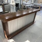 Mini Metal L Shape Covered Patio Home Bar Walnut 2