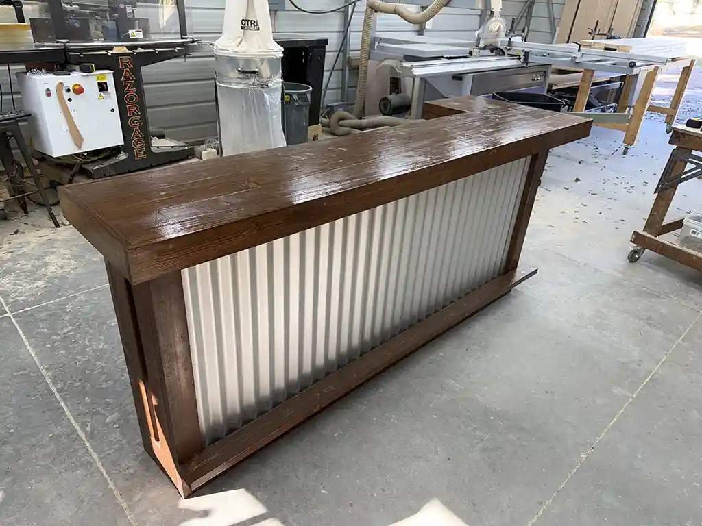 Mini Metal L Shape Covered Patio Home Bar Walnut 2