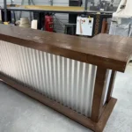 Mini Metal L Shape Covered Patio Home Bar Walnut 4