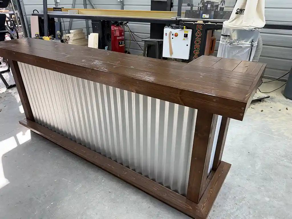 Mini Metal L Shape Covered Patio Home Bar Walnut 4
