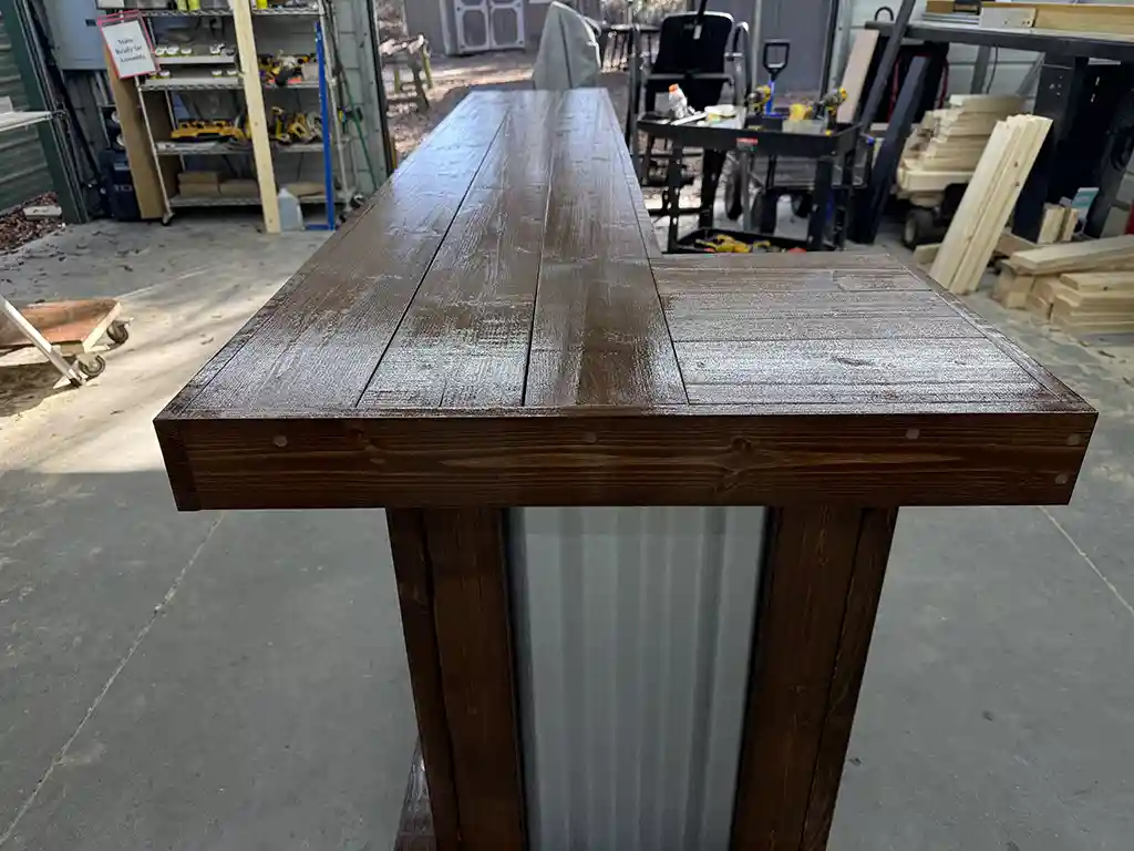Mini Metal L Shape Covered Patio Home Bar Walnut 5