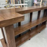 Mini Metal L Shape Covered Patio Home Bar Walnut 6