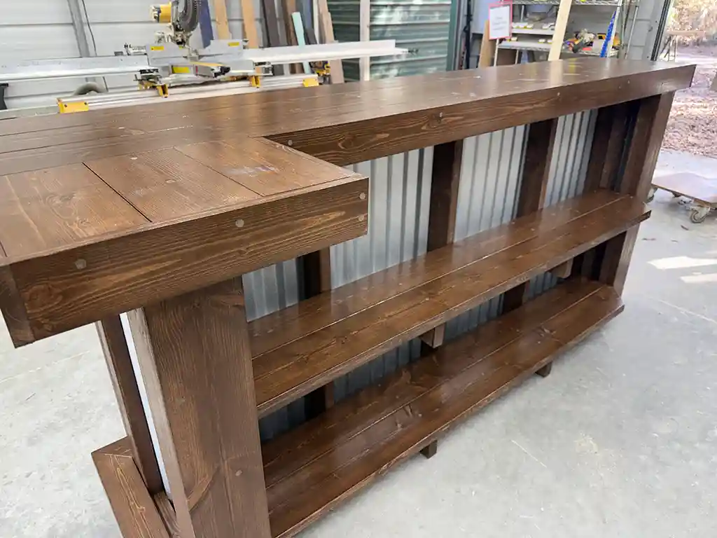 Mini Metal L Shape Covered Patio Home Bar Walnut 6