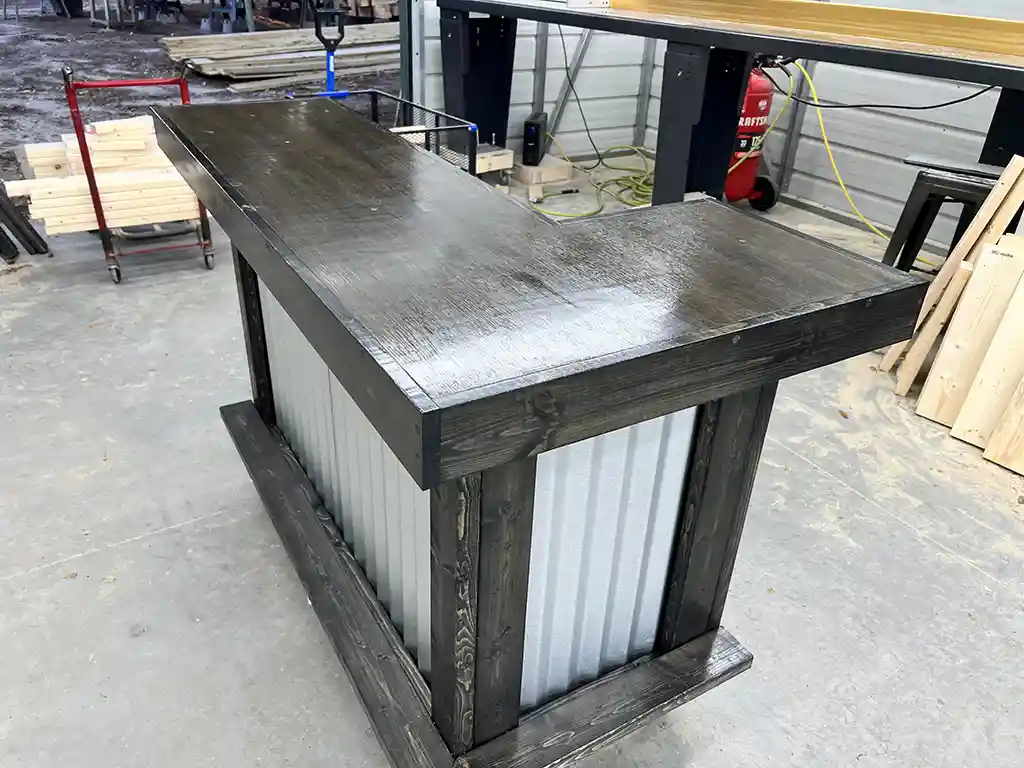 Mini Metal L Shape Indoor Home Bar Ebony 2