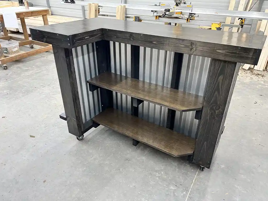 Mini Metal L Shape Indoor Home Bar Ebony 3