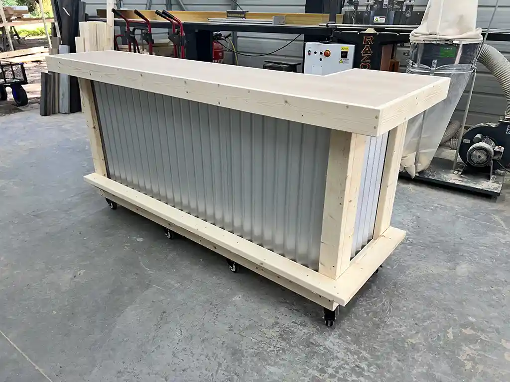 Unfinished Mini Metal L Shape Indoor Home Bar 1