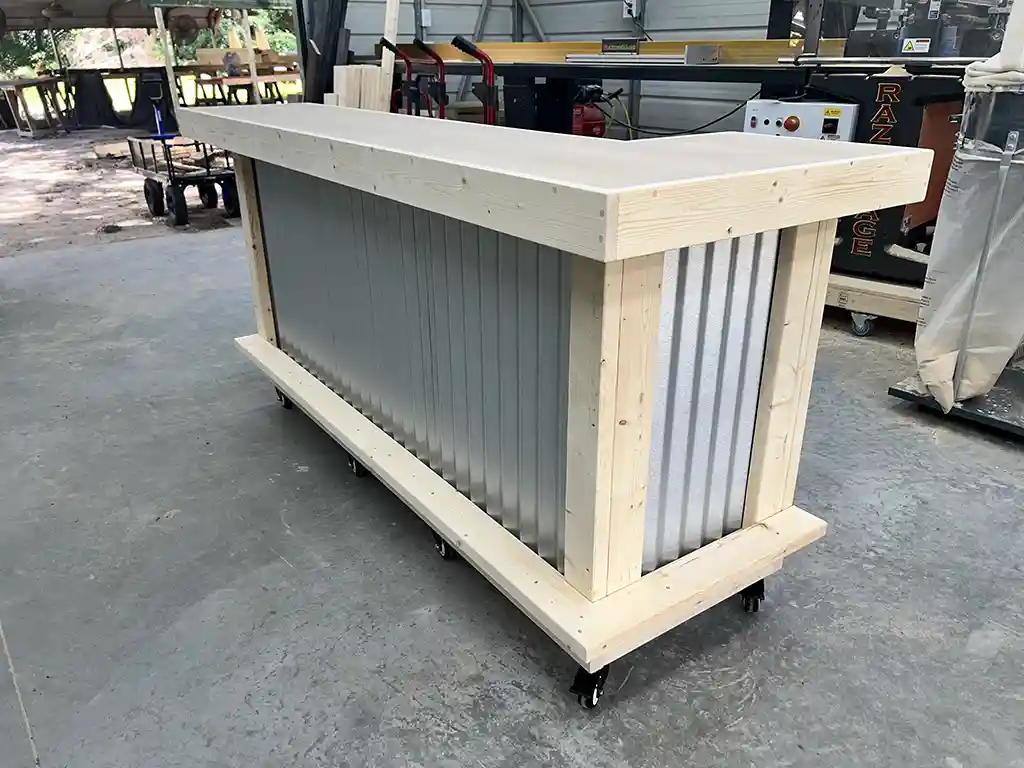 Unfinished Mini Metal L Shape Indoor Home Bar 3