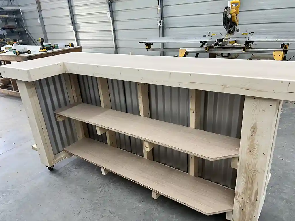 Unfinished Mini Metal L Shape Indoor Home Bar 6