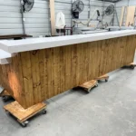 Golden White Aventura – 2 level L shape Large Sales Counter with ADA drop 1 Golden White Aventura - 2 level L shape Large Sales Counter with ADA drop, checkout counter, industrial counter