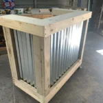 Hostess Station Metal Outdoor- Solid wood & corrugated metal mobile stand 1 Hostess Station Metal Outdoor- Solid wood & corrugated metal mobile stand 1