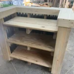 Hostess Station Metal Outdoor- Solid wood & corrugated metal mobile stand 3 Hostess Station Metal Outdoor- Solid wood & corrugated metal mobile stand 3