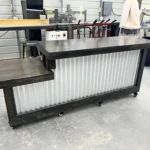 Ebony Valrico Metal Sales Counter - with drop 2 Ebony Valrico Metal Sales Counter - with drop, retail counter, industrial metal counter. checkout counter