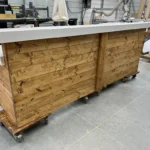 Golden White Hello Shabby Large Reception Desk - 2 level 1 Golden White Hello Shabby Large Reception Desk - 2 level, front desk, large 2 level desk