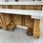 Golden White Hello Shabby Large Reception Desk - 2 level 5 Golden White Hello Shabby Large Reception Desk - 2 level, front desk, large 2 level desk