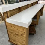 Golden White Hello Shabby Large Reception Desk - 2 level 6 Golden White Hello Shabby Large Reception Desk - 2 level, front desk, large 2 level desk
