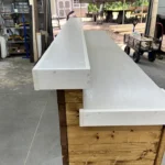 Golden White Hello Shabby Large Reception Desk - 2 level 7 Golden White Hello Shabby Large Reception Desk - 2 level, front desk, large 2 level desk