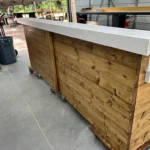Golden White Hello Shabby Large Reception Desk - 2 level 8 Golden White Hello Shabby Large Reception Desk - 2 level, front desk, large 2 level desk