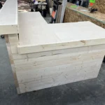Left Hello Shabby L Reception Desk - Unfinished 2 level L shape 4 Hello Shabby L Reception Desk - 2 level l shape, front desk ada accessible