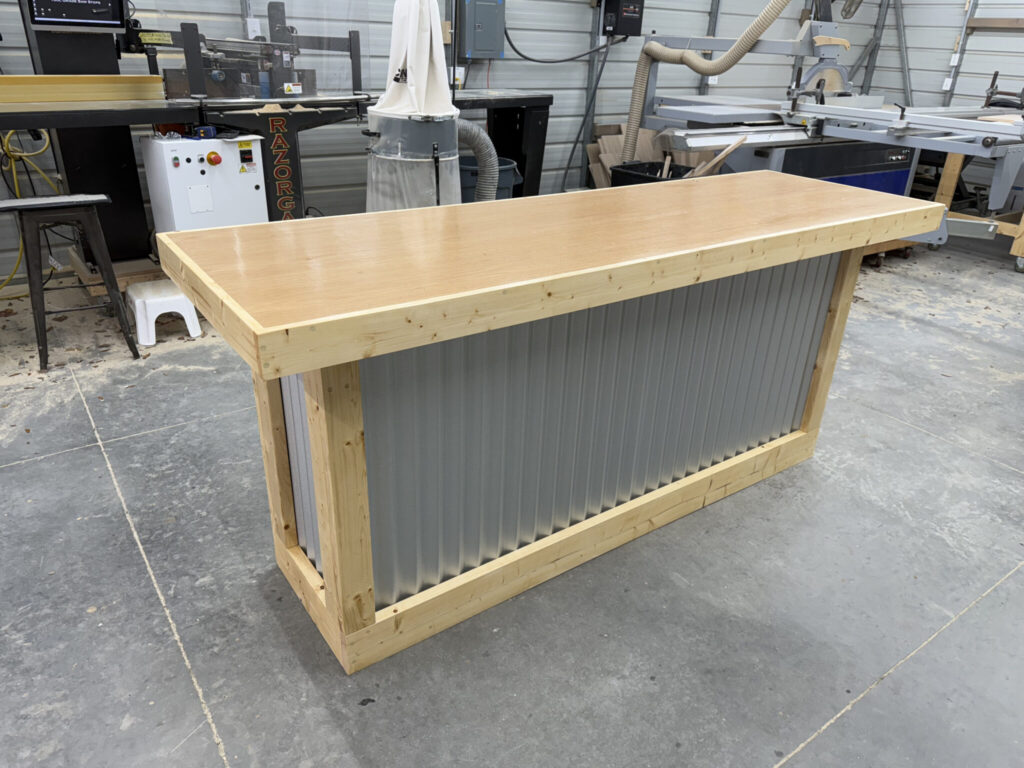 Natural Poly Vail Metal Sales Counter 2 Natural Poly Vail Metal Sales Counter, industrial counter, corrugated metal, checkout counter, retail counter