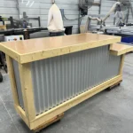 Natural Poly Valrico Metal Sales Counter - with drop 2 Natural Poly Valrico Metal Sales Counter - with drop, retail counter, industrial metal counter. checkout counter