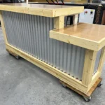 Natural Poly Valrico Metal Sales Counter - with drop 3 Natural Poly Valrico Metal Sales Counter - with drop, retail counter, industrial metal counter. checkout counter