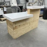 Natural White Lavonne Sales Counter - with Privacy Tower ADA drop 1 Natural White Lavonne Sales Counter - with Privacy Tower ADA drop, retail counter, pos drop, checkout counter