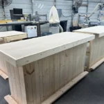 Providence Large Sales Counter - Unfinished L Shape with ADA drop footrail 7 Providence Large Sales Counter - Unfinished L Shape with ADA drop footrail, large checkout counter, pos drop, large retail counter