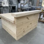 Right Hello Shabby L Reception Desk - Unfinished 2 level L shape 1 Hello Shabby L Reception Desk - 2 level l shape, front desk ada accessible