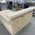 Right Hello Shabby L Reception Desk - Unfinished 2 level L shape 2 Hello Shabby L Reception Desk - 2 level l shape, front desk ada accessible