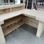 Right Hello Shabby L Reception Desk - Unfinished 2 level L shape 5 Hello Shabby L Reception Desk - 2 level l shape, front desk ada accessible
