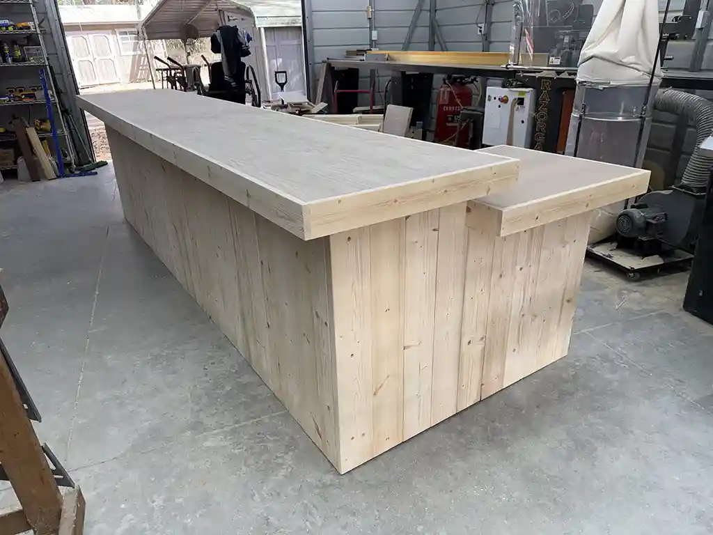 Unfinished Roy L Shape Sales Counter with ADA drop 1