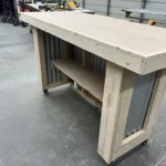 Vail Metal Sales Counter Unfinished casters 4 Vail Metal Sales Counter Unfinished, industrial counter, corrugated metal, checkout counter, retail counter