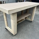 Vail Metal Sales Counter Unfinished casters 5 Vail Metal Sales Counter Unfinished, industrial counter, corrugated metal, checkout counter, retail counter
