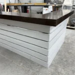 Capewash Espresso Hello Elyse 75 L Reception Desk - L shape 2 level 2 Capewash Espresso Hello Elyse 75 L Reception Desk - L shape 2 level desk, front desk, L shape desk