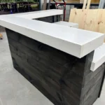 Ebony White Chesterfield Reception Desk L shape 2 level 3 Ebony White Chesterfield Reception Desk L shape 2 level, front desk, l shape desk, 2 level desk