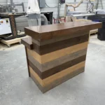Maggie Walnut Hello Shabby Wide Top Reception Desk - 2 level 1 Maggie Walnut Hello Shabby Wide Top Reception Desk - 2 level, salon desk, front desk, 2 level desk
