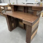 Maggie Walnut Hello Shabby Wide Top Reception Desk - 2 level 4 Maggie Walnut Hello Shabby Wide Top Reception Desk - 2 level, salon desk, front desk, 2 level desk