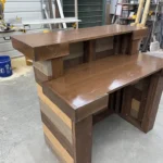Maggie Walnut Hello Shabby Wide Top Reception Desk - 2 level 5 Maggie Walnut Hello Shabby Wide Top Reception Desk - 2 level, salon desk, front desk, 2 level desk