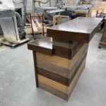 Maggie WalnutHello Shabby Wide Top Reception Desk - 2 level 3 Maggie Walnut Hello Shabby Wide Top Reception Desk - 2 level, salon desk, front desk, 2 level desk