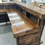 Provincial Chesterfield Reception Desk L shape 2 level 6 Provincial Chesterfield Reception Desk L shape 2 level, front desk, l shape desk, 2 level desk