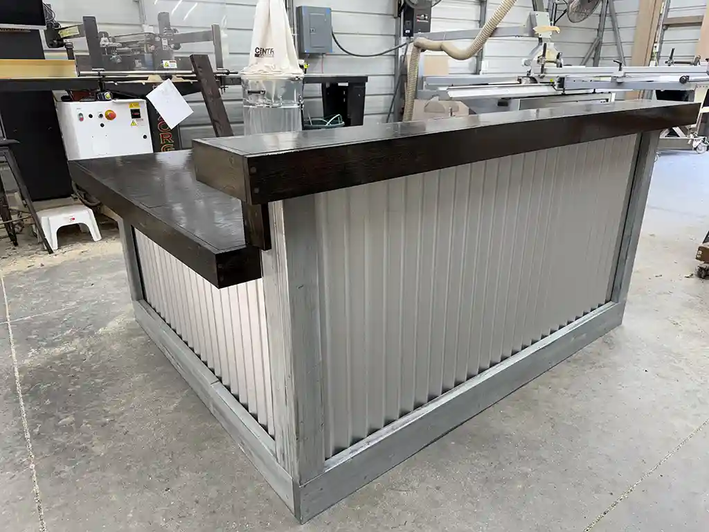Hello Shiny L Shape Metal Reception Desk Stormwash Ebony colors 2
