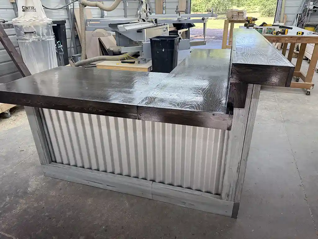 Hello Shiny L Shape Metal Reception Desk Stormwash Ebony colors 3