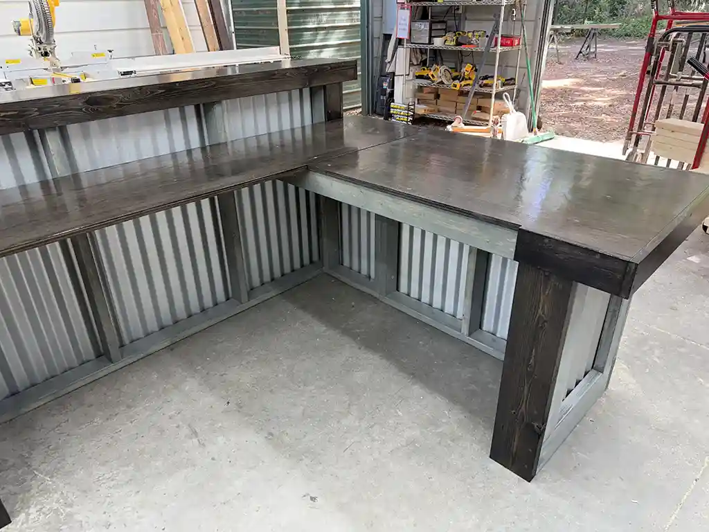 Hello Shiny L Shape Metal Reception Desk Stormwash Ebony colors 4