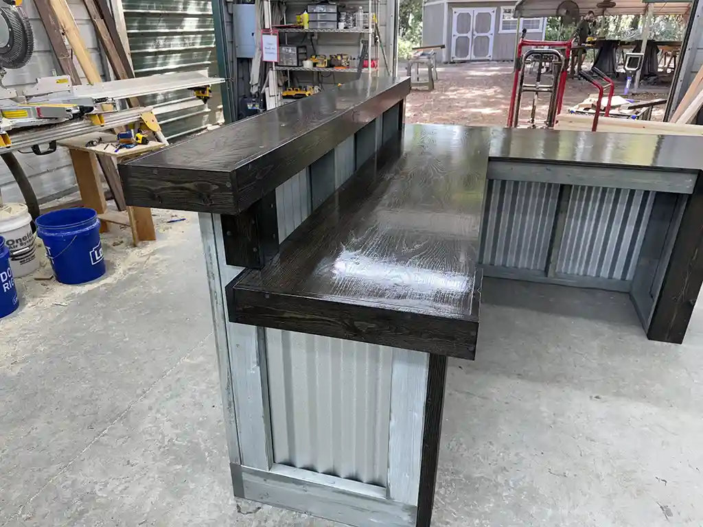 Hello Shiny L Shape Metal Reception Desk Stormwash Ebony colors 5