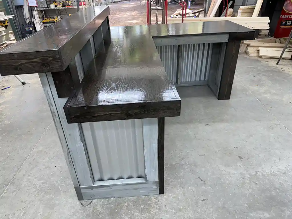 Hello Shiny L Shape Metal Reception Desk Stormwash Ebony colors 6